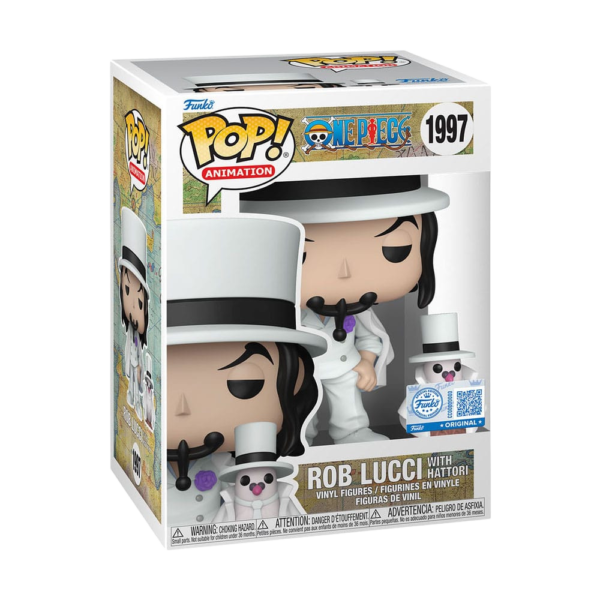 Funko Pop Rob Lucci 1997 in abito bianco con Hattori – versione standard